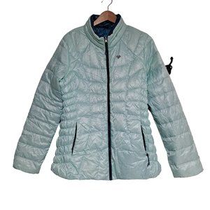 Obermeyer Jacket Women Size Large Soleil Insulator Down Full Zip Reversible Blue